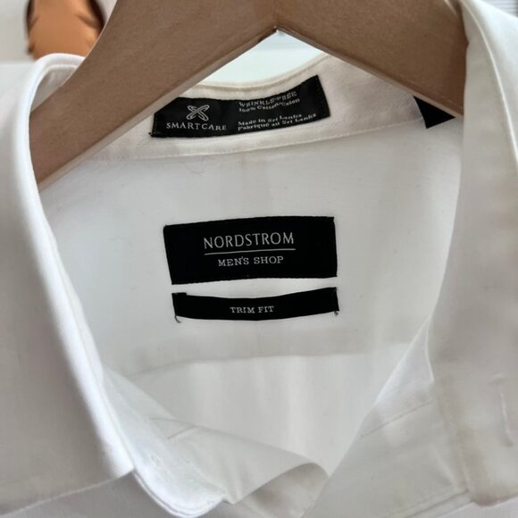 Nordstrom Men's Shop Trim Fit Wrinkle Free White Dress Button Ups Long Sleeve - Picture 3 of 5